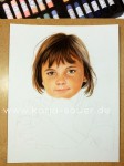 Child portrait in progress - portrait painting in soft pastels and charcoal by Katja Sauer
