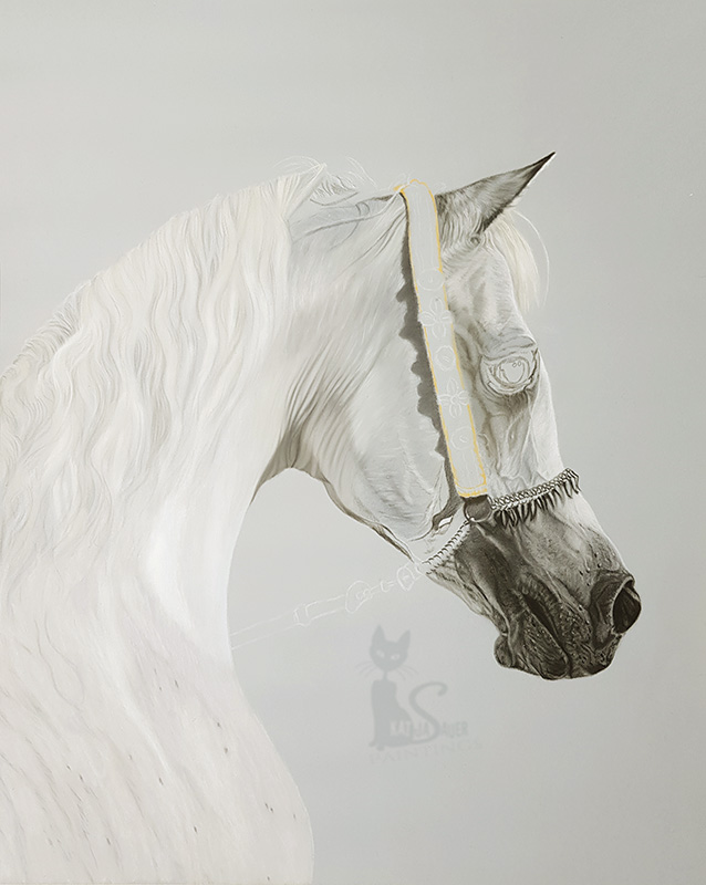 Arabian stallion ANSATA HEJAZI (Ansata Halim Shah x Ansata Sudarra) in pastels (40 cm x 50 cm)