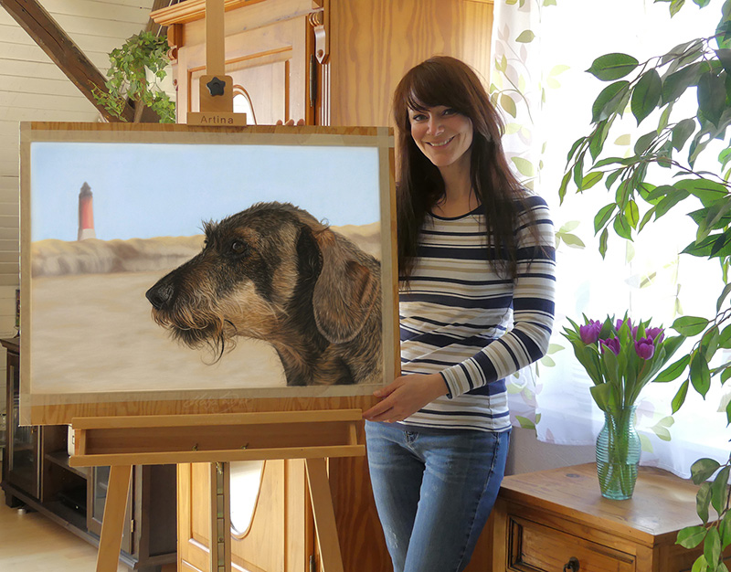 Dachshund ELIOT in pastels 50 cm x 70 cm - Animal drawings and animal portraits by Katja Sauer