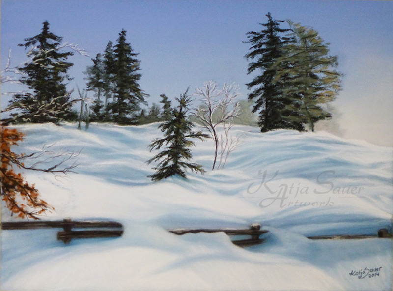 Winterlandschaft Schliffkopf in Pastellkreide von Katja Sauer 